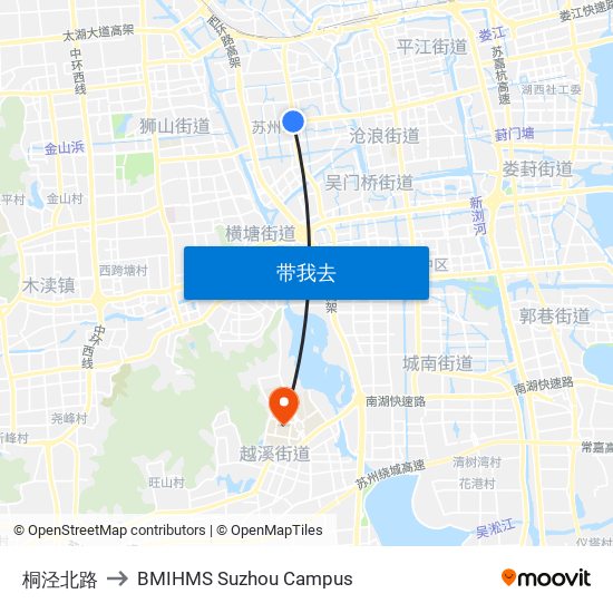 桐泾北路 to BMIHMS Suzhou Campus map