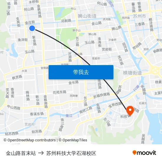 金山路首末站 to 苏州科技大学石湖校区 map