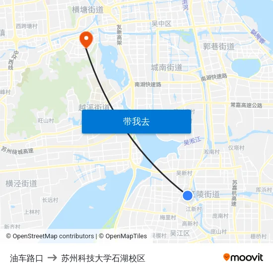 油车路口 to 苏州科技大学石湖校区 map