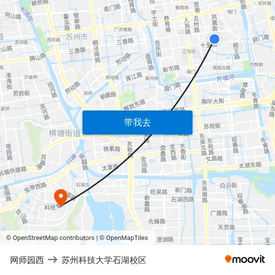 网师园西 to 苏州科技大学石湖校区 map