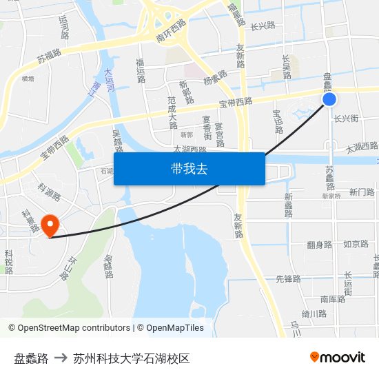 盘蠡路 to 苏州科技大学石湖校区 map