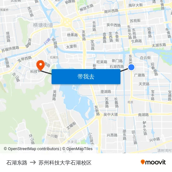 石湖东路 to 苏州科技大学石湖校区 map