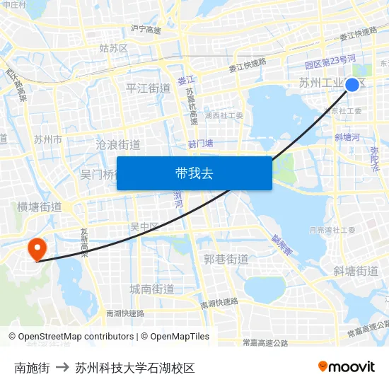 南施街 to 苏州科技大学石湖校区 map