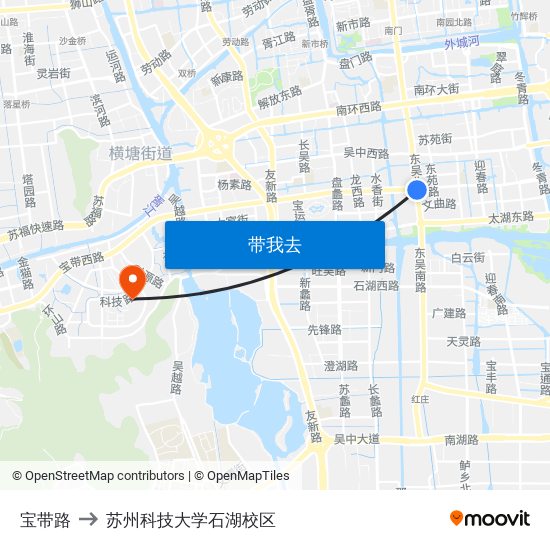 宝带路 to 苏州科技大学石湖校区 map