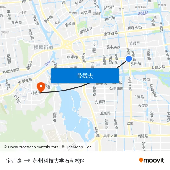 宝带路 to 苏州科技大学石湖校区 map