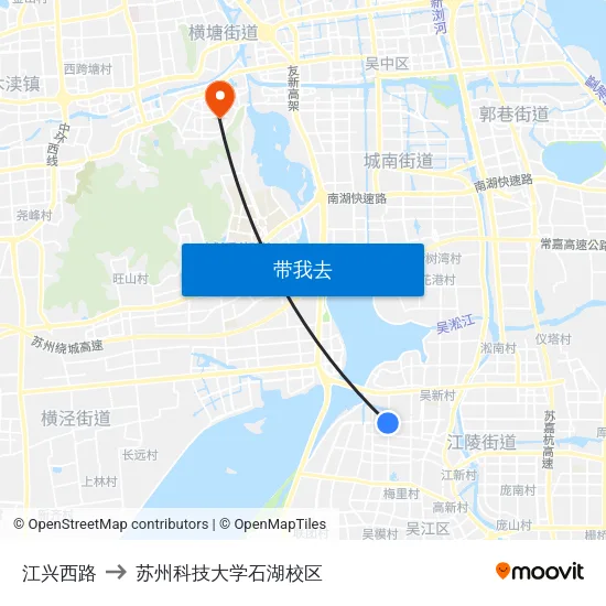 江兴西路 to 苏州科技大学石湖校区 map