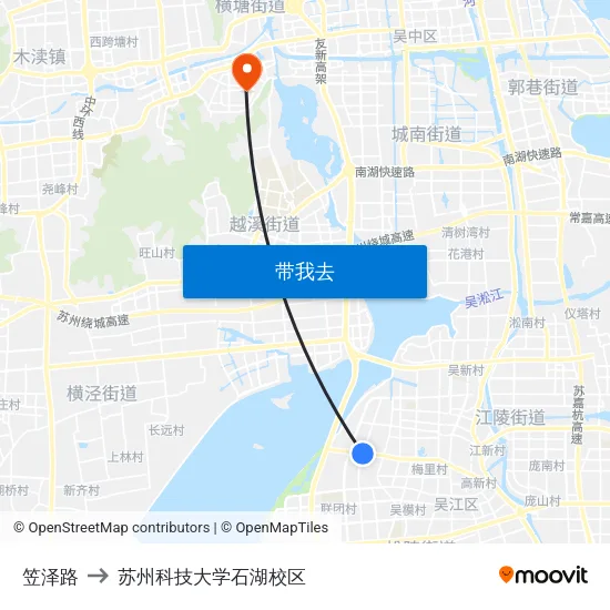 笠泽路 to 苏州科技大学石湖校区 map