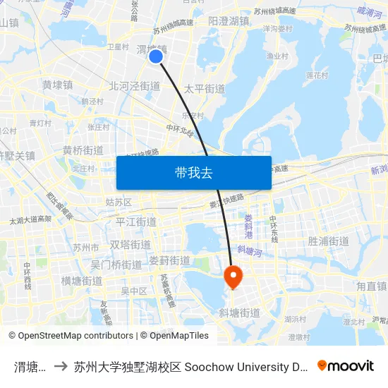 渭塘中学 to 苏州大学独墅湖校区 Soochow University Dushu Lake Campus map