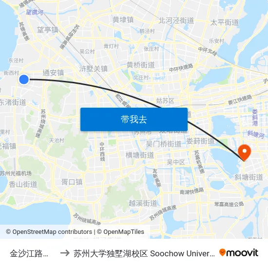 金沙江路吕梁山路北 to 苏州大学独墅湖校区 Soochow University Dushu Lake Campus map