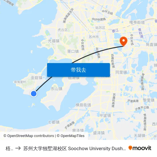 梧巷 to 苏州大学独墅湖校区 Soochow University Dushu Lake Campus map