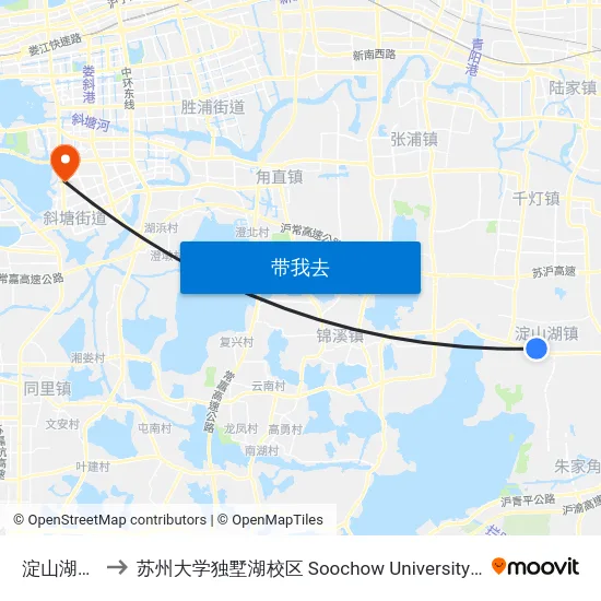 淀山湖客运站 to 苏州大学独墅湖校区 Soochow University Dushu Lake Campus map