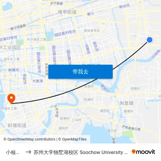 小核酸基地 to 苏州大学独墅湖校区 Soochow University Dushu Lake Campus map