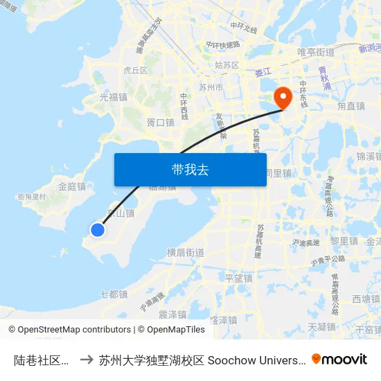 陆巷社区服务中心 to 苏州大学独墅湖校区 Soochow University Dushu Lake Campus map