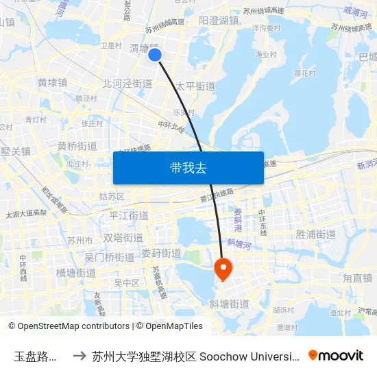 玉盘路渭月街北 to 苏州大学独墅湖校区 Soochow University Dushu Lake Campus map