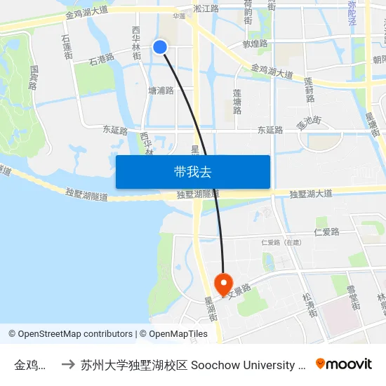 金鸡湖学校 to 苏州大学独墅湖校区 Soochow University Dushu Lake Campus map