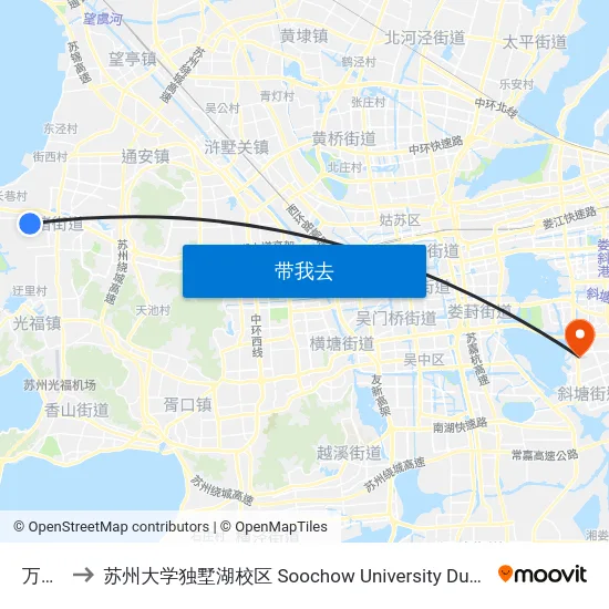 万安山 to 苏州大学独墅湖校区 Soochow University Dushu Lake Campus map