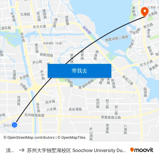 清树湾 to 苏州大学独墅湖校区 Soochow University Dushu Lake Campus map