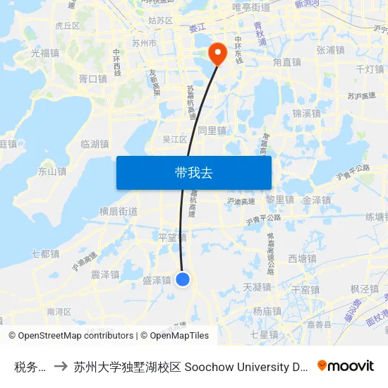 税务分局 to 苏州大学独墅湖校区 Soochow University Dushu Lake Campus map