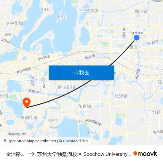 金浦路白塘路 to 苏州大学独墅湖校区 Soochow University Dushu Lake Campus map