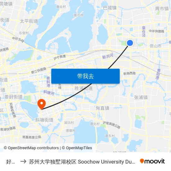 好家居 to 苏州大学独墅湖校区 Soochow University Dushu Lake Campus map