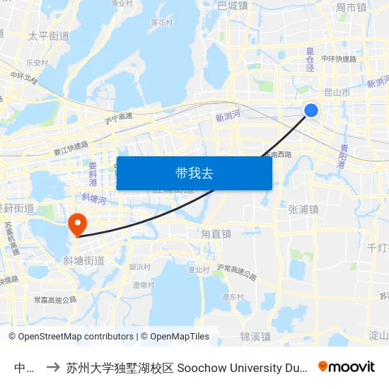中医院 to 苏州大学独墅湖校区 Soochow University Dushu Lake Campus map