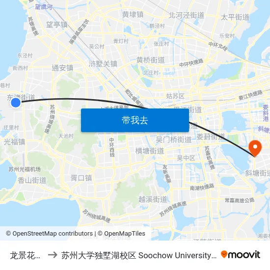 龙景花园七区 to 苏州大学独墅湖校区 Soochow University Dushu Lake Campus map