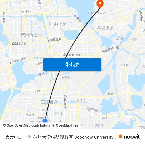 大发电器市场 to 苏州大学独墅湖校区 Soochow University Dushu Lake Campus map