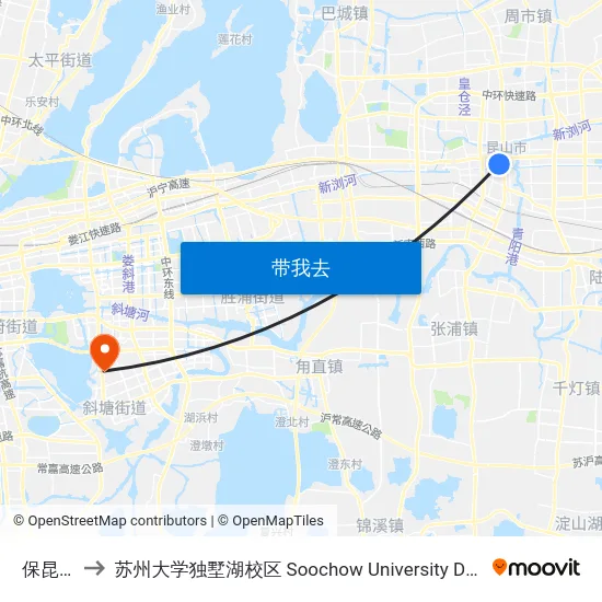 保昆公寓 to 苏州大学独墅湖校区 Soochow University Dushu Lake Campus map