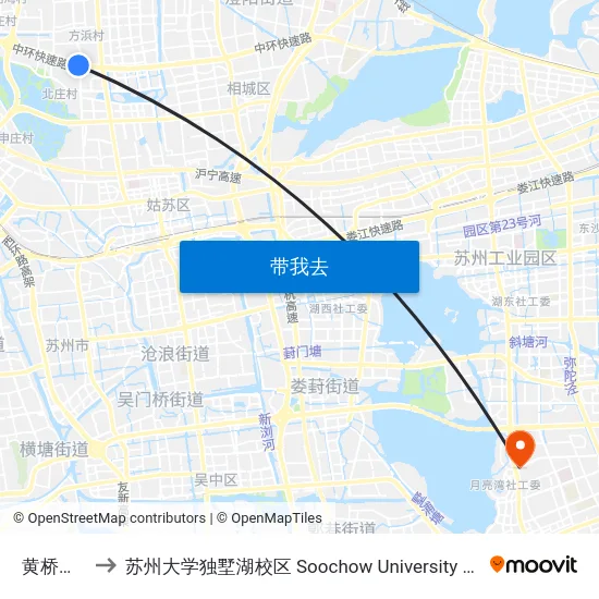黄桥交管所 to 苏州大学独墅湖校区 Soochow University Dushu Lake Campus map