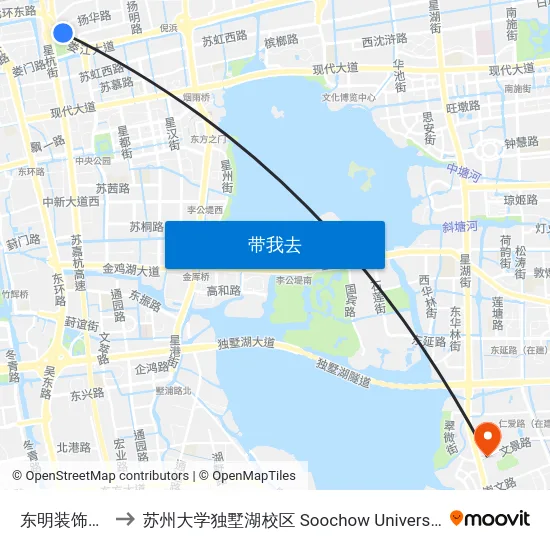 东明装饰城首末站 to 苏州大学独墅湖校区 Soochow University Dushu Lake Campus map
