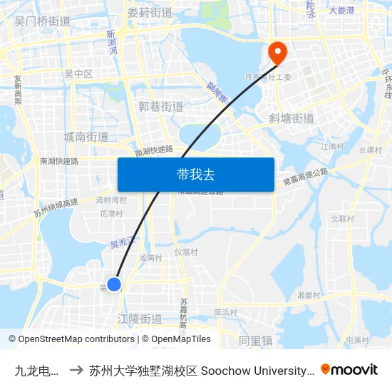 九龙电缆公司 to 苏州大学独墅湖校区 Soochow University Dushu Lake Campus map