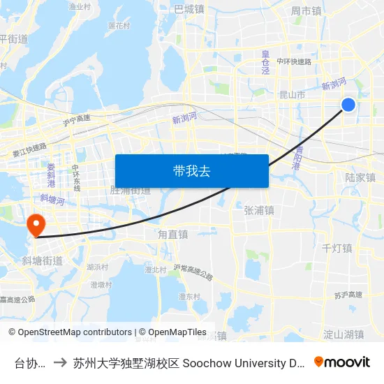 台协大厦 to 苏州大学独墅湖校区 Soochow University Dushu Lake Campus map