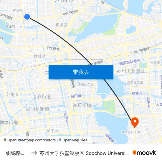 织锦路建元路南 to 苏州大学独墅湖校区 Soochow University Dushu Lake Campus map