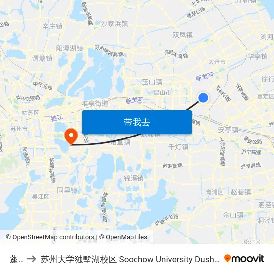 蓬朗 to 苏州大学独墅湖校区 Soochow University Dushu Lake Campus map