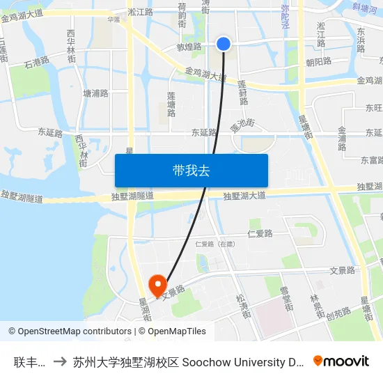 联丰广场 to 苏州大学独墅湖校区 Soochow University Dushu Lake Campus map