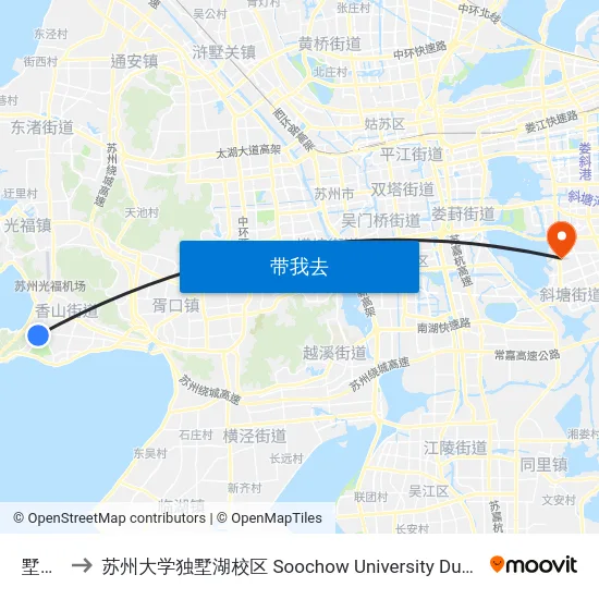 墅里村 to 苏州大学独墅湖校区 Soochow University Dushu Lake Campus map