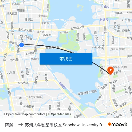 南摆宴街 to 苏州大学独墅湖校区 Soochow University Dushu Lake Campus map