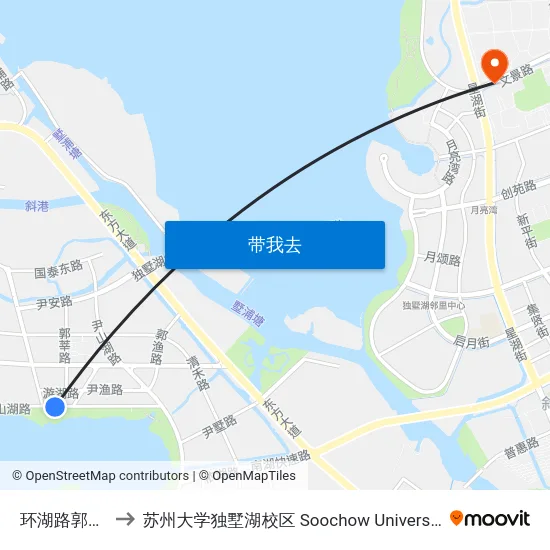 环湖路郭巷北路东 to 苏州大学独墅湖校区 Soochow University Dushu Lake Campus map