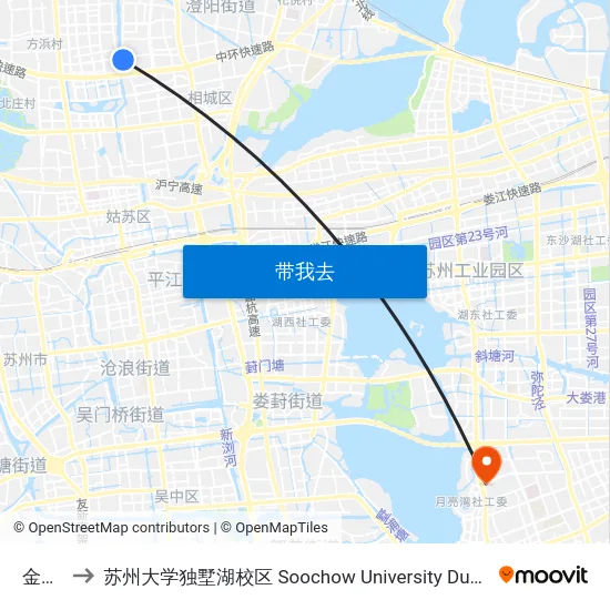 金源路 to 苏州大学独墅湖校区 Soochow University Dushu Lake Campus map
