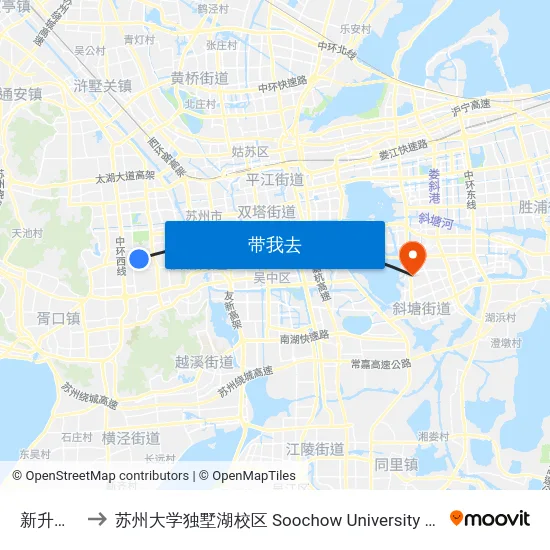 新升新苑南 to 苏州大学独墅湖校区 Soochow University Dushu Lake Campus map