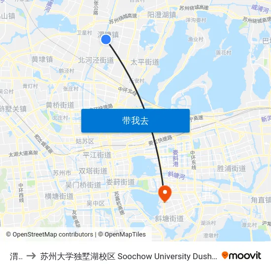 渭塘 to 苏州大学独墅湖校区 Soochow University Dushu Lake Campus map