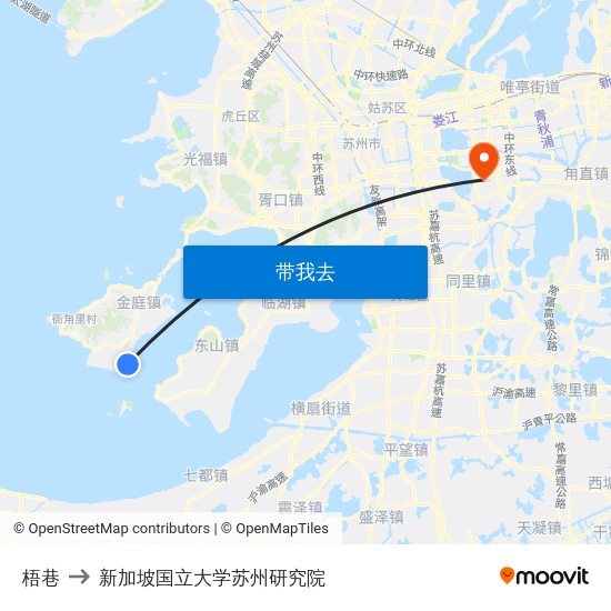 梧巷 to 新加坡国立大学苏州研究院 map