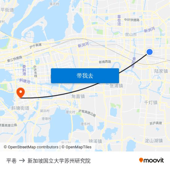 平巷 to 新加坡国立大学苏州研究院 map