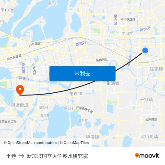 平巷 to 新加坡国立大学苏州研究院 map