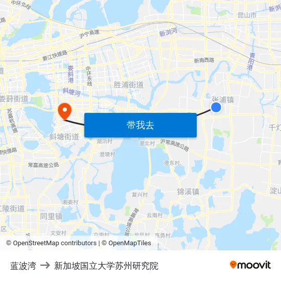 蓝波湾 to 新加坡国立大学苏州研究院 map