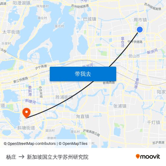 杨庄 to 新加坡国立大学苏州研究院 map