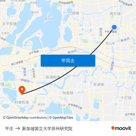 平庄 to 新加坡国立大学苏州研究院 map