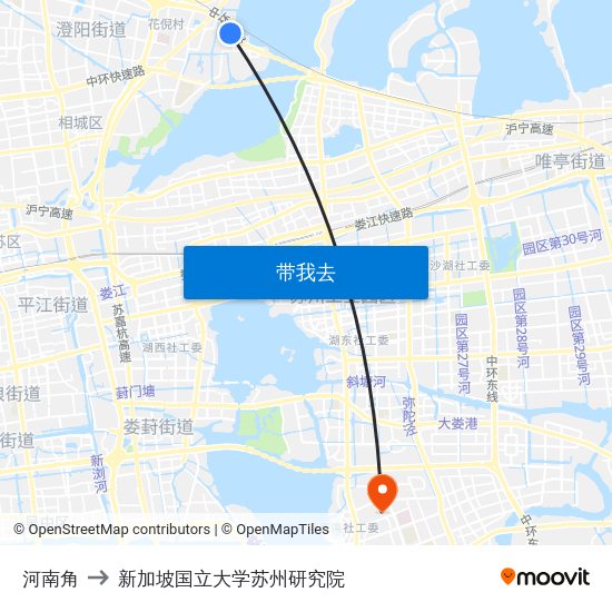 河南角 to 新加坡国立大学苏州研究院 map