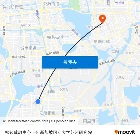 松陵成教中心 to 新加坡国立大学苏州研究院 map