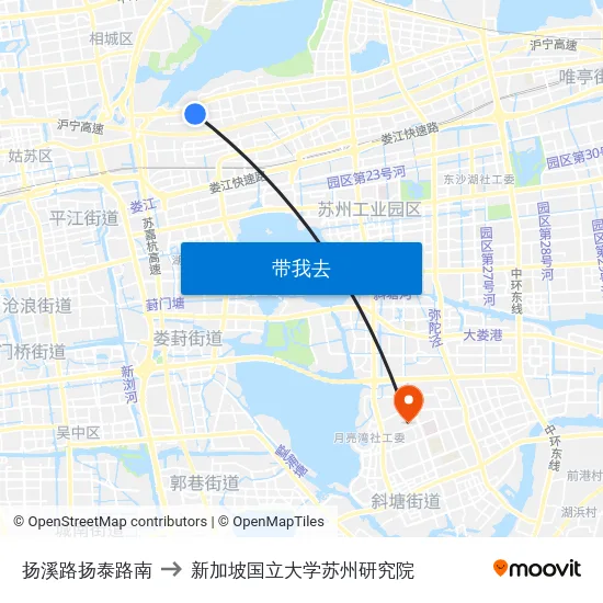 扬溪路扬泰路南 to 新加坡国立大学苏州研究院 map